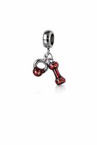 Berloque Academia Halter Cravejado Zirconia Em Aço Inox Berloque Academia Halter Cravejado Zirconia Em Aço Inox