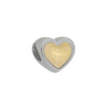 Berloque aço inox coração dourado