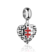 Berloque aço inox coração quebra cabeça