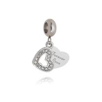 Berloque aco inox coracao sobre posto my family forever love Berloque aco inox coracao sobre posto my family forever love