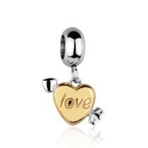 Berloque aco inox dourado love