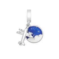 Berloque Avião e Céu em Prata 925 Viajar é Viver