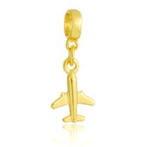 Berloque Avião Viagem Banhado a Ouro 18k