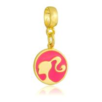Berloque Barbie Redonda Banhado a Ouro 18k Berloque Barbie Redonda Banhado a Ouro 18k