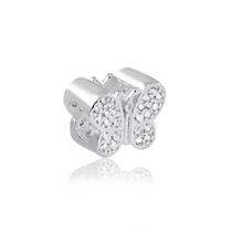 Berloque Borboleta com Zircônia em Prata 925 Berloque Borboleta com Zircônia em Prata 925