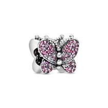 Berloque Borboleta Rosa em Prata 925
