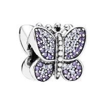 Berloque BORBOLETA ROXA em Prata S925 para pulseiras modelo Pandora ou Vivara