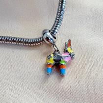 Berloque Burrinho Colorido Charm em Aço Inox com Resina Esmaltada