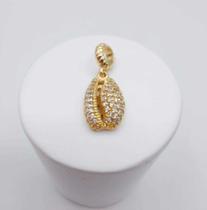 Berloque búzio cravejado mm zirconias banhado a ouro 18k Berloque búzio cravejado mm zirconias banhado a ouro 18k