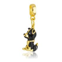 Berloque Cachorro Border Collie Banhado a Ouro 18k
