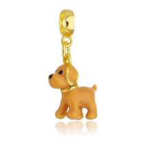 Berloque Cachorro Labrador Retriever Amarelo Banhado a Ouro 18k