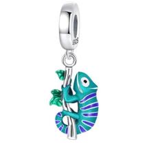 Berloque Camaleão no Galho Pingente Prata 925 Floresta Berloque Camaleão no Galho Pingente Prata 925 Floresta