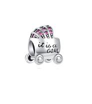 Berloque Carrinho Bebê It's A Girl em Prata 925