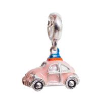 Berloque Carro Retrô Fusca Rosa Prata 925