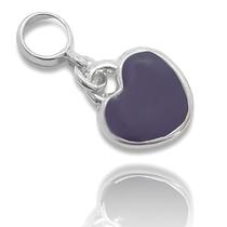 Berloque Charm Coração Roxo Banhado a Prata Semijoia Berloque Charm Coração Roxo Banhado a Prata Semijoia