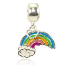 Berloque Charm P/ Pulseira Prata Maciça 925 Arco Iris