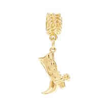 Berloque Charm Pingente Bota de Cowgirl Banhado a Ouro Berloque Charm Pingente Bota de Cowgirl Banhado a Ouro