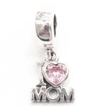 Berloque Charm Pingente I Love Mom - Mãe Em Prata 925