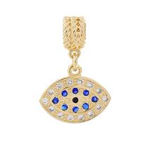 Berloque Charm Pingente Olho Grego Zircônias Banhado a Ouro