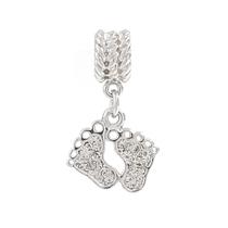 Berloque Charm Pingente Pezinhos Ródio Strass Berloque Charm Pingente Pezinhos Ródio Strass
