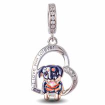 Berloque Charm Pingente Rottweller Em Prata 925 Berloque Charm Pingente Rottweller Em Prata 925