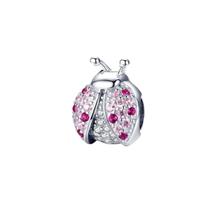 Berloque Charm Separador Joaninha Cravejada Prata