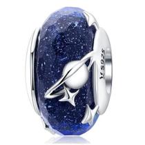 Berloque Charm Separador Murano ul Planetas Em Prata 925 Berloque Charm Separador Murano ul Planetas Em Prata 925