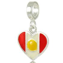 Berloque Charms Bandeira Coração Paises Nações Prata 925 / 2 / Peru