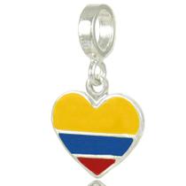 Berloque Charms Bandeira Coração Paises Nações Prata 925 Berloque Charms Bandeira Coração Paises Nações Prata 925