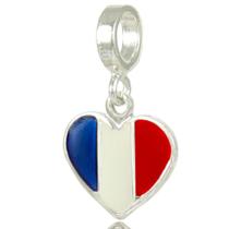 Berloque Charms Bandeira Coração Viagem Pais França Prata925 - Lojas La&Ny