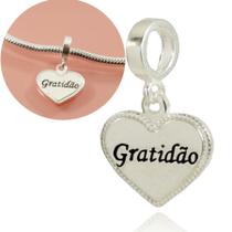 Berloque Charms Coração Gratidão Prata Legitima 925 Berloque Charms Coração Gratidão Prata Legitima 925