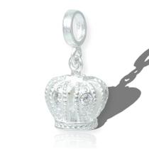 Berloque Charms Coroa Princesa Prata Pura Pedra Zirconia Berloque Charms Coroa Princesa Prata Pura Pedra Zirconia