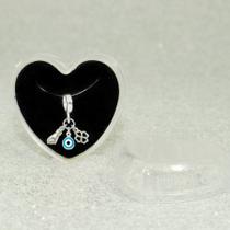 Berloque Charms Figa Trevo Sorte Olho Grego Branco Prata Lei