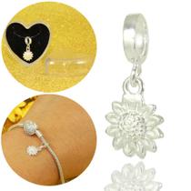 Berloque Charms Flor Girasol Prata Legitima Berloque Charms Flor Girasol Prata Legitima