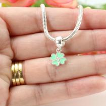 Berloque Charms P/ Pulseira Prata Trevo Sorte