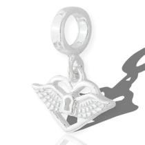 Berloque Charms Pingente Coração Asa Chave Prata Original Berloque Charms Pingente Coração Asa Chave Prata Original