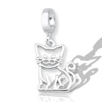 Berloque Charms Pingente Gato Gatinho Pet Prata Legitima