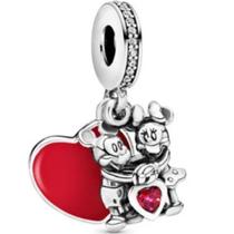 Berloque Charms Pingente Minnie Mickey Love Disney Prata 925