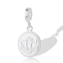 Berloque Charms Pingente Prata Pura Flor Lotus Minimalista