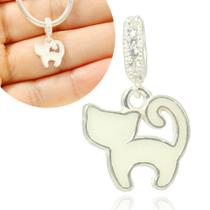 Berloque Charms Prata 925 Gato Gatinho Pedra Zirconia