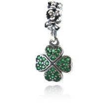 Berloque Charms Prata Legitima 925 Trevo Cravejado
