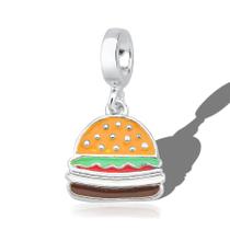 Berloque Charms Prata Original Lanche hamburguer Minimalista