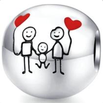 Berloque Charms Separador Família Pai Mãe Filho Prata 925