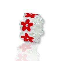 Berloque Charms Separador Flor Prata Legitima 925