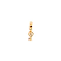 Berloque Chave Com Zircônias Cristais Banhado a Ouro Berloque Chave Com Zircônias Cristais Banhado a Ouro