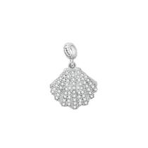 Berloque concha cravejado micro zircônias banhado rhod