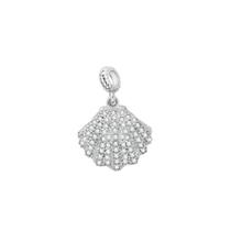 Berloque concha cravejado micro zircônias banhado rhod