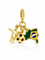 Berloque Copa Brasil Futebol Banhado a Ouro 18k
