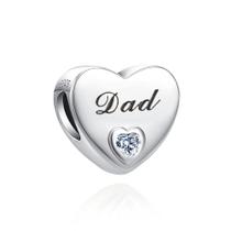 Berloque CORAÇÃO DAD em Prata S925 para pulseiras modelo Pandora ou Vivara
