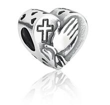 Berloque Coração mão orando